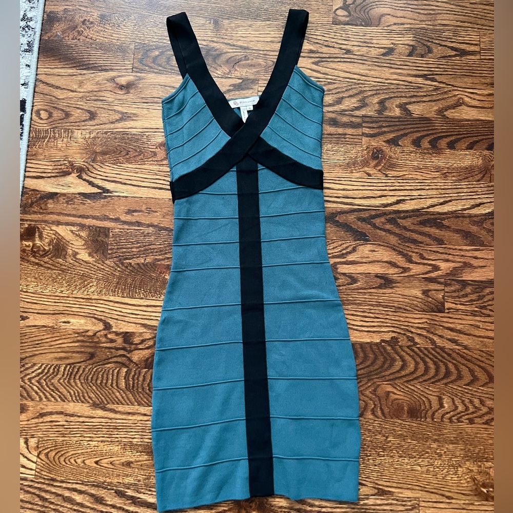 BCBGeneration black and teal/green bodycon dress